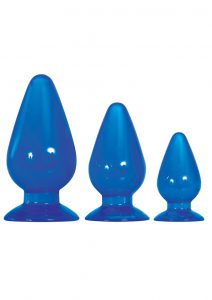 Adam andamp; Eve Big Blue Jelly Backdoor Anal Plugs Playset (Set of 3) - Blue