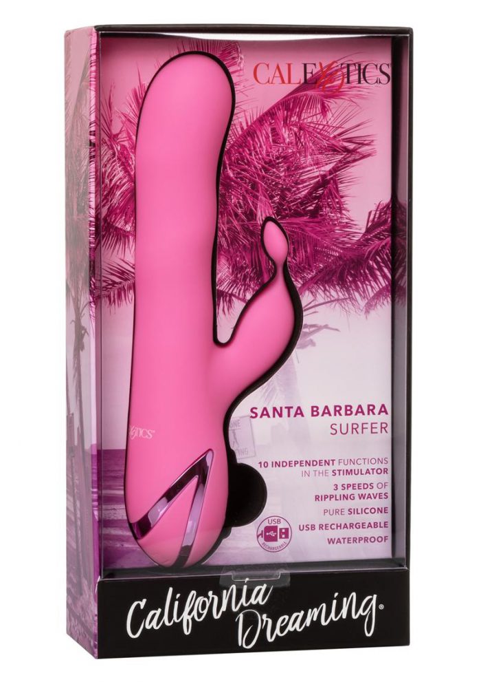 California Dreaming Santa Barbara Surfer Silicone Rechargeable Rabbit Vibrator - Pink