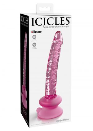 Icicles No 86 Glass Wand With Bendable Silicone Suction Cup - Pink