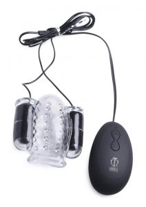 Trinity 4 Men Twin Bullet Penis Head Teaser With Remote Control - Clear