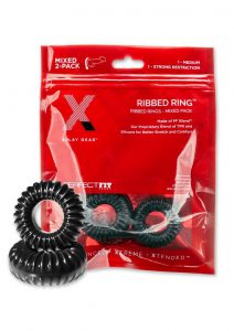 The Xplay Mixed Pack Ribbed Ring andamp; Ribbed Ring Slim (2 Pack) - Black