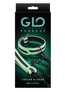 GLO Bondage Glow In The Dark Collar And Leash - Green