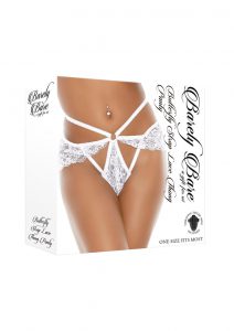 Barely Bare Butterfly Strap Lace Thong Panty - O/S - White