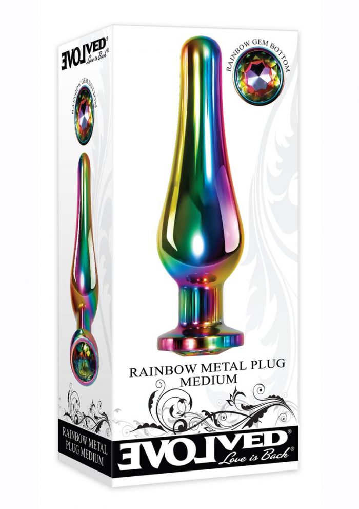 Rainbow Metal Anal Plug - Medium