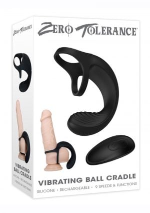 Zero Tolerance Vibrating Ball Cradle Silicone Rechargeable Cockring With Remote Control - Black