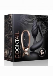 Cocktail Rechargeable Silicone Couples Vibrator With Remote Control - Black/Rose Gold