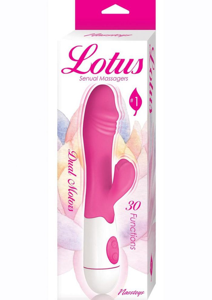 Lotus Sensual Massager #1 Silicone Vibrating Rabbit - Pink/White