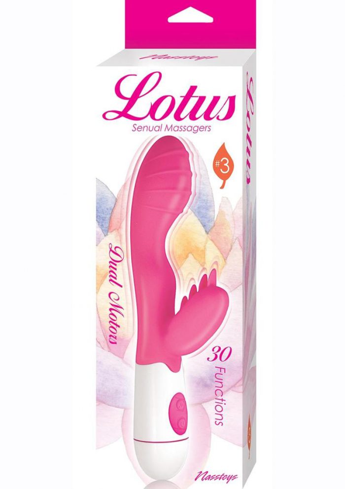 Lotus Sensual Massager #3 Silicone Vibrating Rabbit - Pink/White