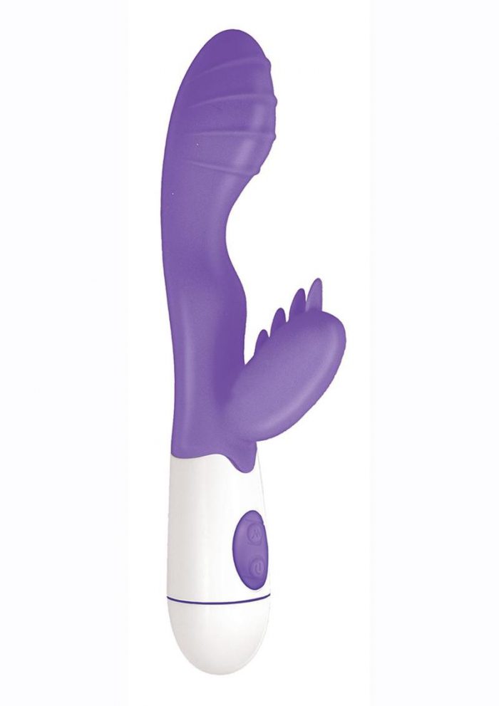 Lotus Sensual Massager #3 Silicone Vibrating Rabbit - Purple/White