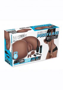 LuvDollz Remote Control Vibrating Rechargeable Masturbator - Pussy and Ass - Mocha