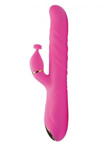Inmi Versa-Thrust Rechargeable Silicone 10x Rabbit Vibrator with 3 Attachments - Pink