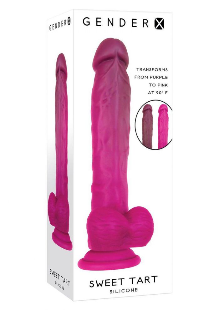 Gender X Sweet Tart Color Changing Silicone Dildo - Purple To Pink