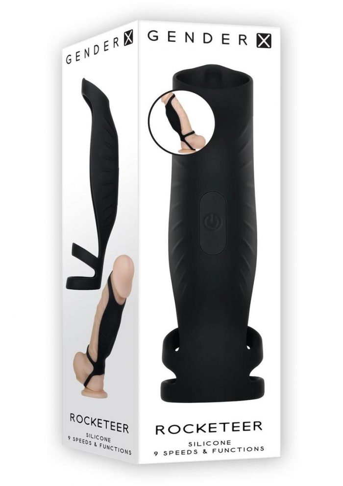 Gender X Rocketeer Rechargeable Silicone Penis Sleeve - Black