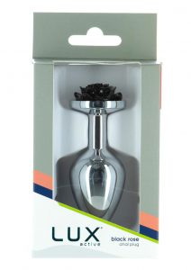 Lux Active Rose Anal Plug 3.5in - Silver/Black