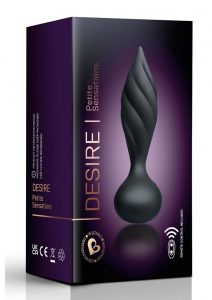 Desire Rechargeable Silicone Anal Plug with Remote Control - Black/Rose Gold