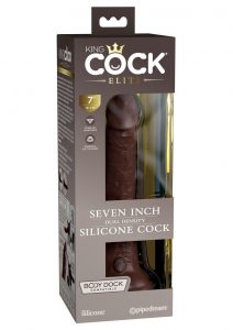 King Cock Elite Dual Density Silicone Dildo 7in - Chocolate