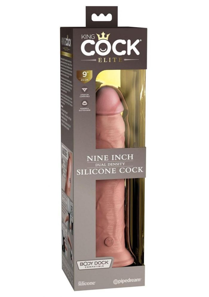 King Cock Elite Dual Density Silicone Dildo 9in - Vanilla