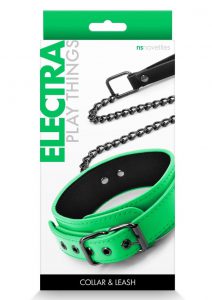 Electra Play Things PU Leather Collar andamp; Leash - Green