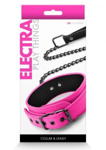 Electra Play Things PU Leather Collar andamp; Leash - Pink