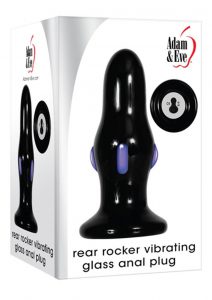 Adam andamp; Eve Rear Rocker Vibrating Rechargeable Glass Anal Plug - Black