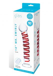 Glas Mr. Swirly Glass Dildo 10in - Clear/Red