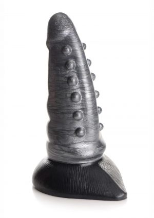 Creature Cocks Beastly Tapered Bumpy Silicone Dildo 8.25in - Silver/Black