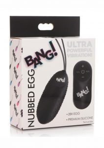 Bang! 28X Nubbed Rechargeable Silicone Egg with Remote Control - Black