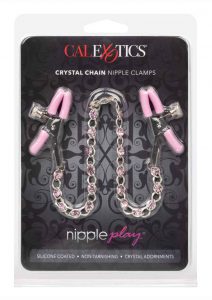 Nipple Play Crystal Chain Nipple Clamps - Pink