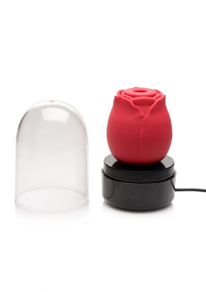 Bloomgasm Enchanted Rose Rechargeable Silicone X Clit Stimulator Red TheAdultShop Com