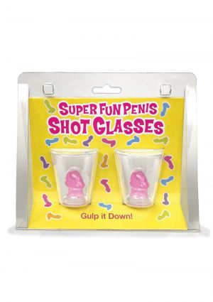 Super Fun Penis Shot Glasses (2 per Set) - Clear/Pink