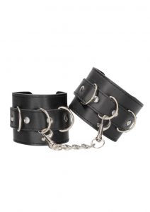 Ouch! Bonded Leather Hand or Ankle Cuffs - Black