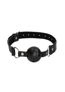 Ouch! Silicone Bit Gag with Adjustable Bonded Leather Straps - Black