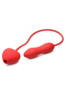 Shegasm Love On Me Rechargeable Silicone Suction Clit Stimulator and Vibrating Egg - Red