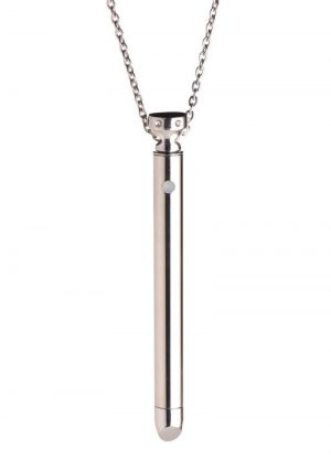 Charmed Rechargeable Stainless Steel 7X Vibrating Necklace - Silver