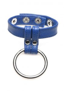 Strict Leather Cock Gear Leather and Steel Cock andamp; Ball Ring - Blue