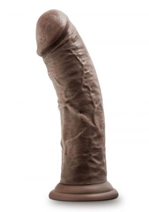Dr. Skin Plus Thick Posable Dildo with Balls and Suction Cup 8in - Chocolate