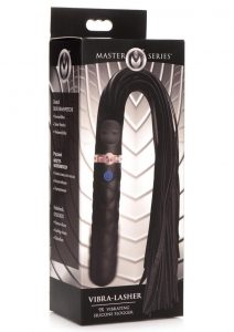 Master Series Vibra-Lasher 9X Vibrating Silicone Dildo Flogger - Black