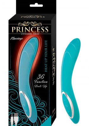Princess Dynamic Heat Rechargeable Silicone Vibrator with Clitoral Stimulator - Blue