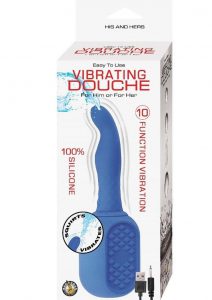 Vibrating Douche Rechargeable Silicone Anal Douche - Blue