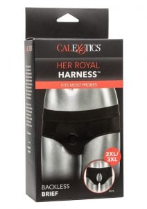 Her Royal Harness Backless Brief - 2XLarge/3XLarge - Black