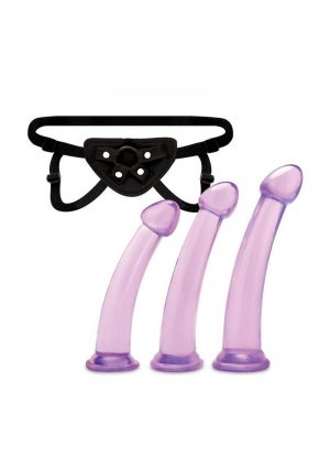 Lux Fetish Size Up Dildo and Harness Pegging Training Set (3 Piece) - Purple