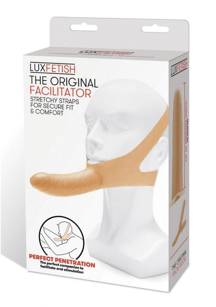 Lux Fetish The Original Facilitator Face Strap-On with Dildo - Cream