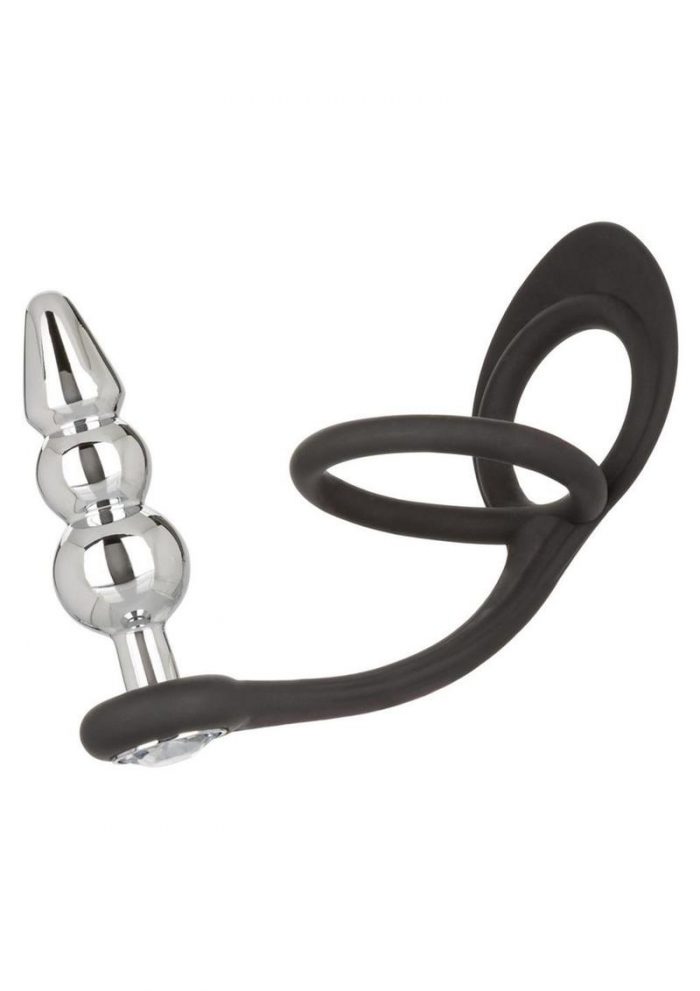Star Fucker Beaded Plug Silicone Dual Enhancer - Black
