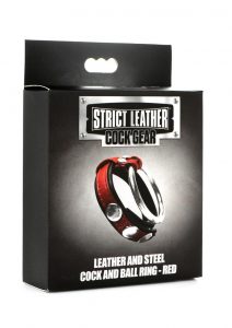 Strict Leather Cock Gear Leather and Steel Cock andamp; Ball Ring - Red
