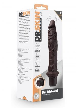 Dr. Skin Silicone Dr. Richard Vibrating Dildo 9in - Chocolate
