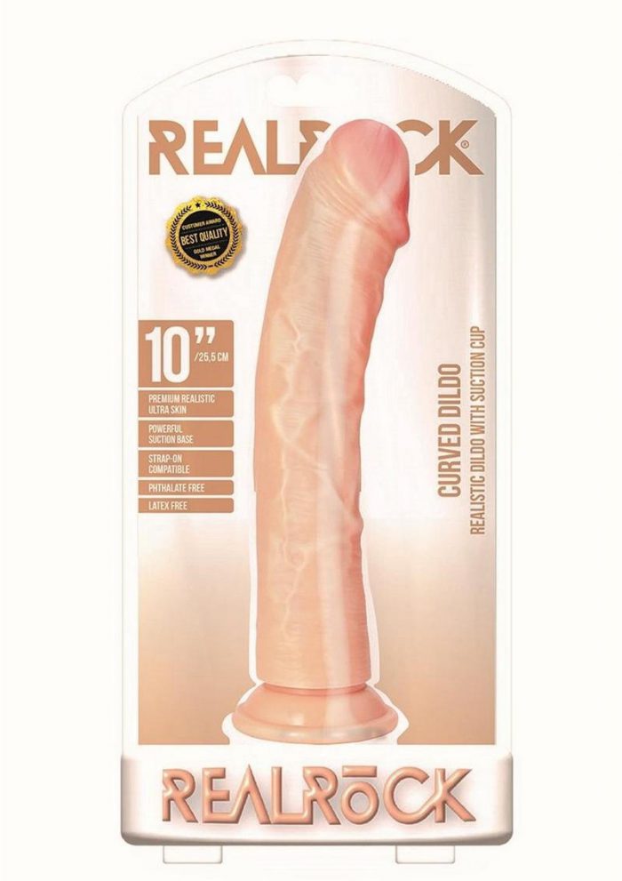 RealRock Curved Realistic Dildo with Suction Cup 10in - Vanilla