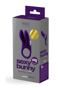 VeDO Sexy Bunny Rechargeable Silicone Couples Cock Ring - Deep Purple