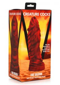 Creature Cocks Fire Dragon Scaly Silicone Dildo - Red/Black