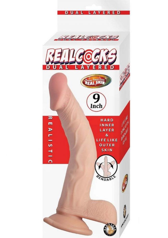 Realcocks Dual Layered Bendable Dildo 9in - Vanilla