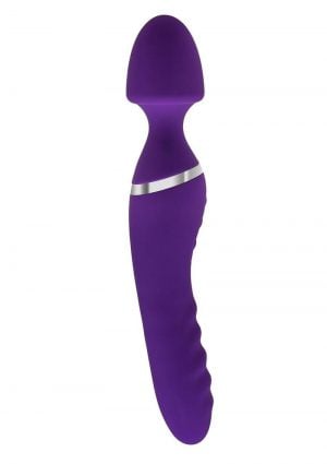 Adam and Eve The Dual End Twirling Wand Rechargeable Silicone Heating Vibrator - Purple
